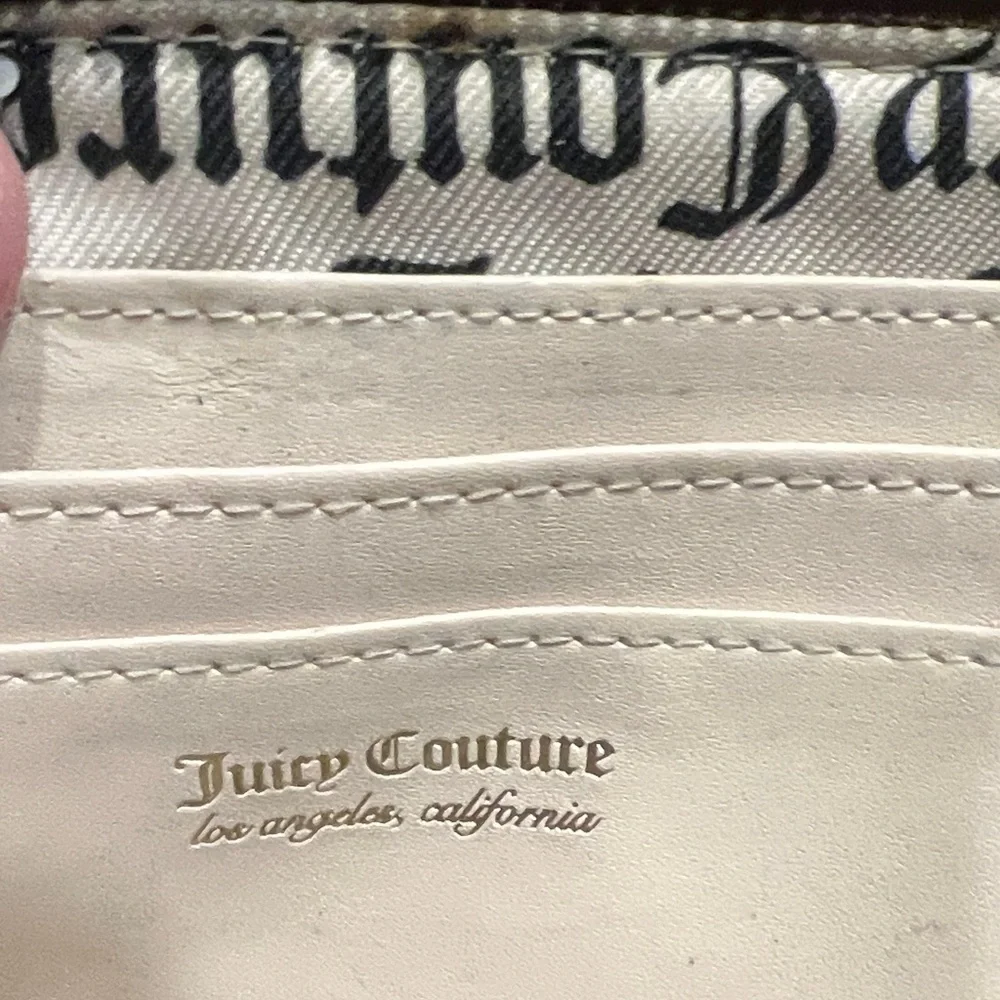 Juicy Couture Monogram Peek A Bow Large Multi Zip Around Wallet brown bow accent